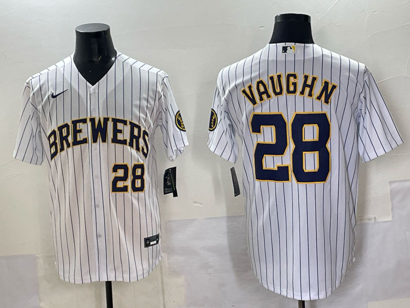 Men Milwaukee Brewers #28 Vaughn white 2025 Nike NFL JERSEY 002->milwaukee brewers->MLB Jersey